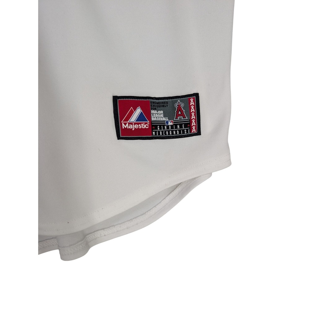 Majestic Los Angeles Angels MLB Baseball Jersey White Button Up M Medium FLAWED*